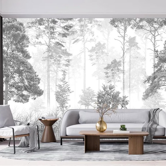 Elegant Gray Jungle Tropical Plant Wallpaper/Wall Mural - Picture 2 of 7